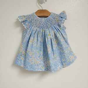 Stitchy Fish Floral Smocked Baby Dress NWOT